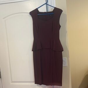 White House Black Market burgundy dress with peblum and silver back zipper